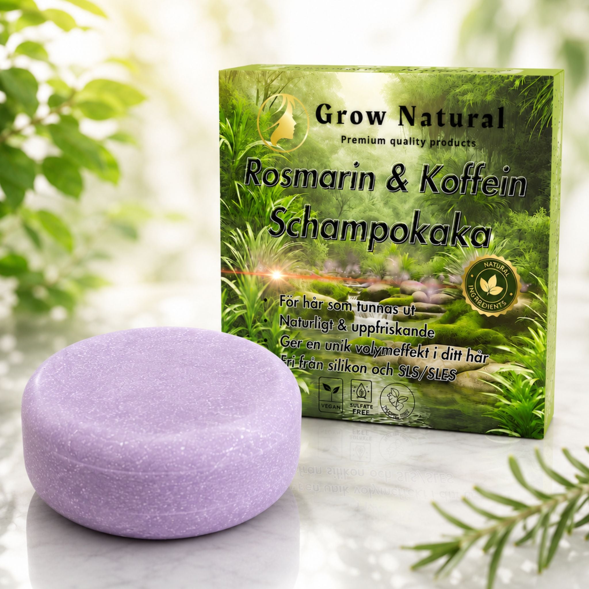 Grow Natural Rosmarin & Koffein Schampokaka